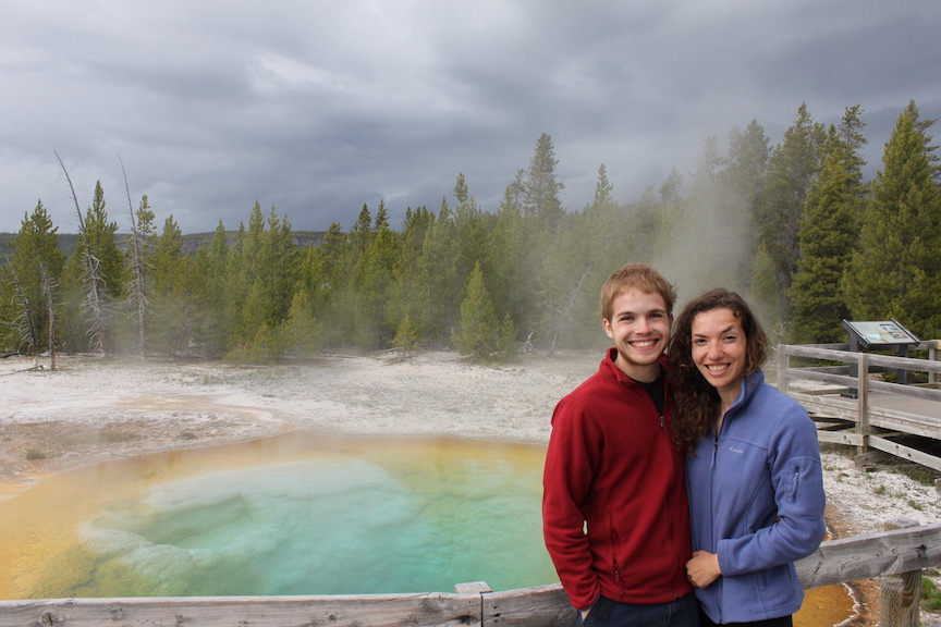 in front of a Yellowstone hot spring